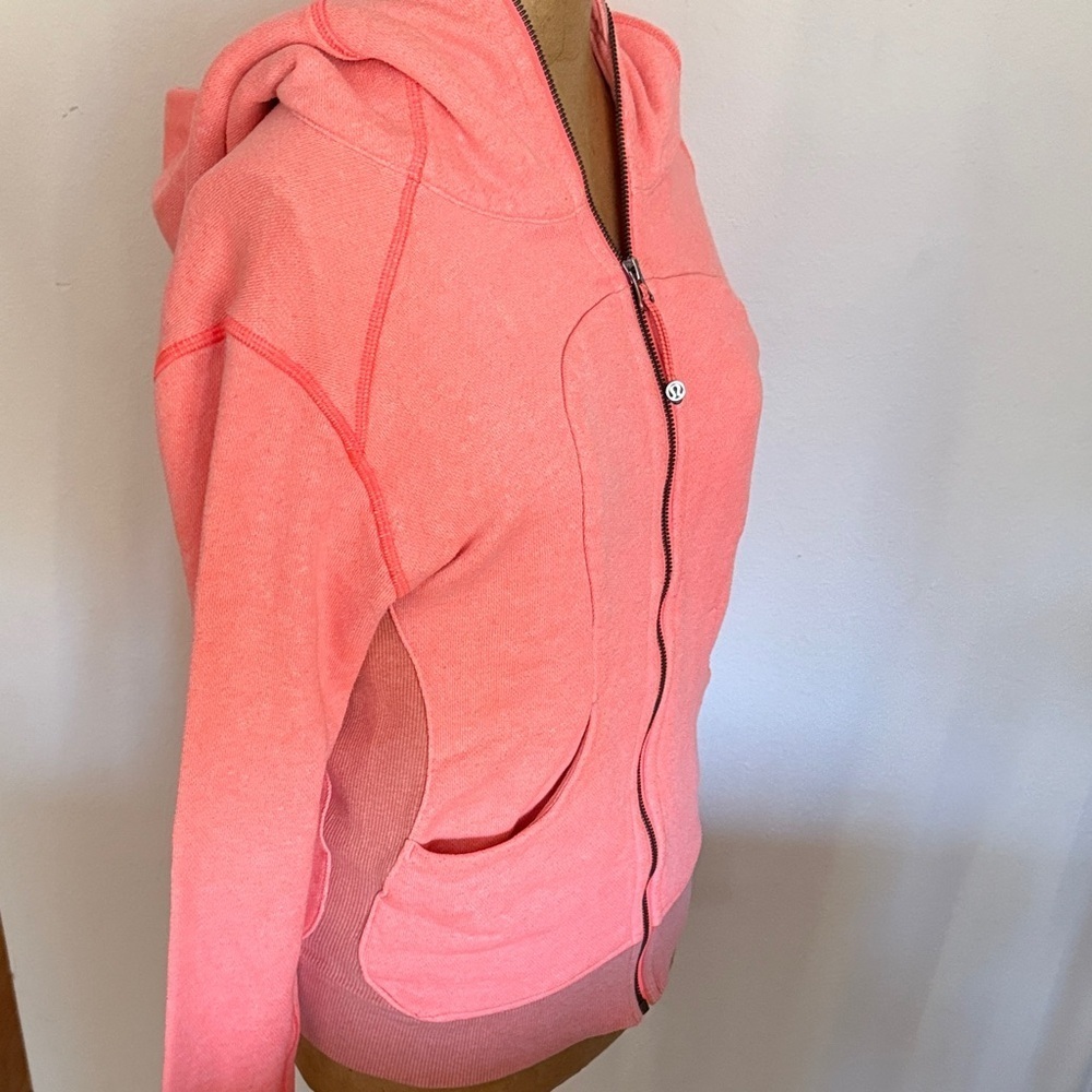 Lululemon sz 4 hot salmon pink Scuba Pink Zip-Up Hoodie great pre owned cond - Picture 8 of 8